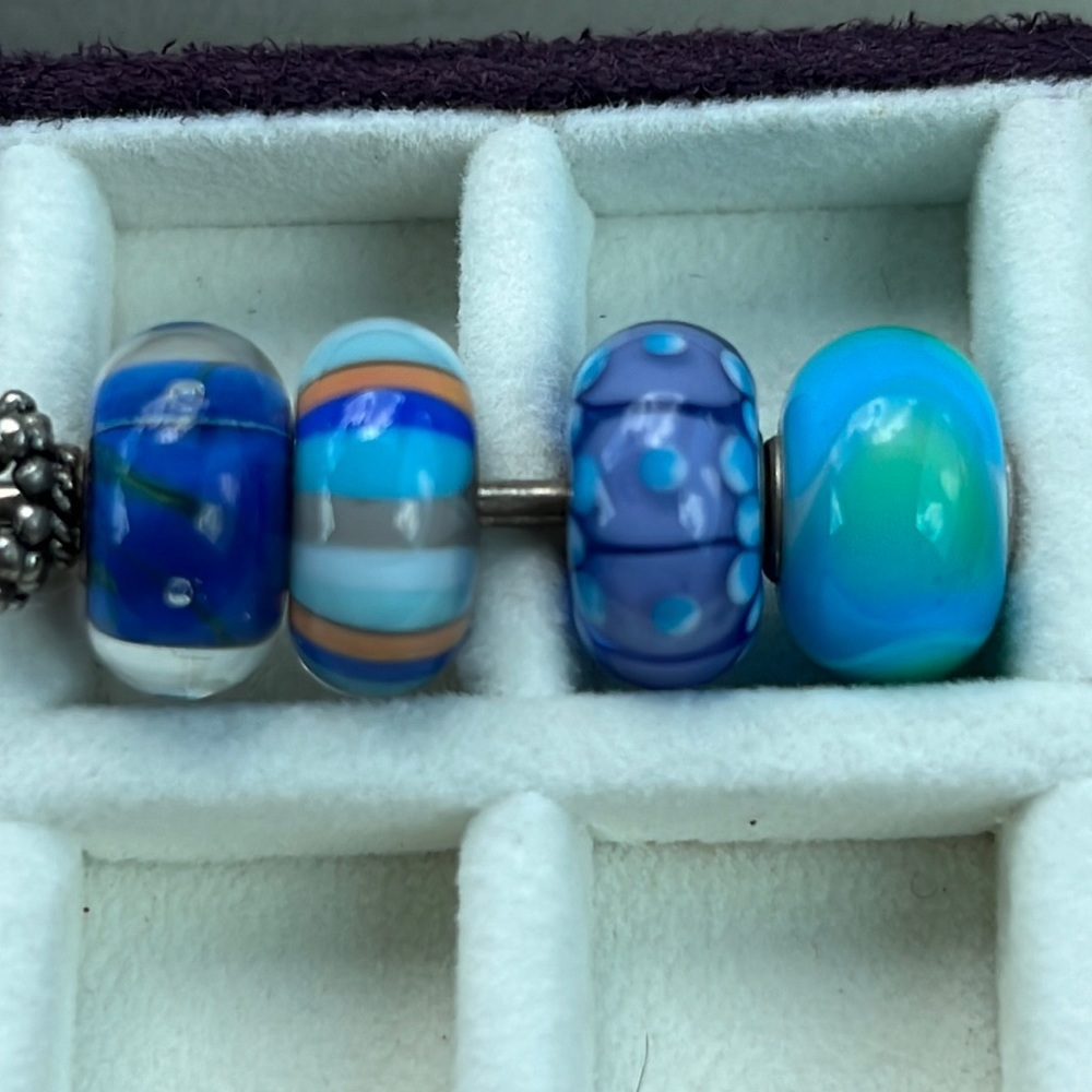 Glass Bead Charms lot of Four Blue tones!